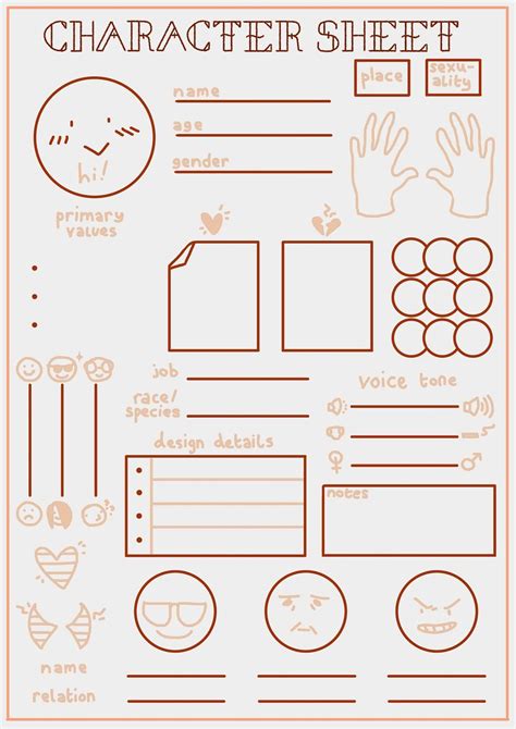 Simple OC Character Sheet Blank Template Printable Etsy UK