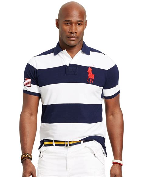 Polo Ralph Lauren Big And Tall Classic Fit Striped Mesh Polo Polo Ralph