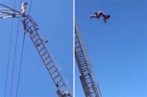 Mans Graphic Suicide Jumping Off Electricity Pylon Streamed Live