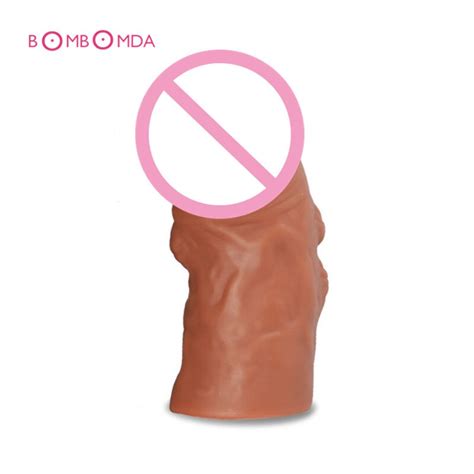 Reusable Super Extended Penis Sleeve Dick Extender Cock Enlargement Extension Sex Toys For Men