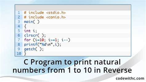 C Program To Print Natural Numbers From To In Reverse Code With C Hot Sex Picture