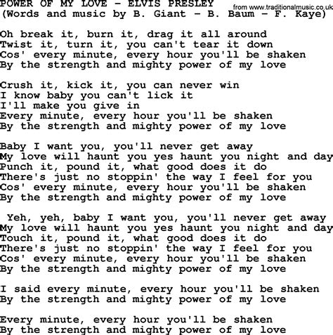 Power Of My Love by Elvis Presley - lyrics