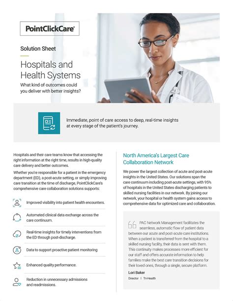 Solution Sheet For Hospitals And Health Systems Pointclickcare