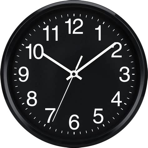 Plumeet Wall Clock 10 Non Ticking Silent Quartz Black Wall Clocks