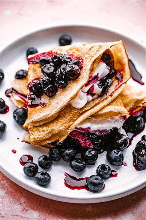 Crepes With Blueberry Sauce Honey Whipped Cream