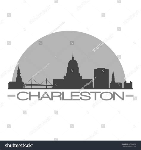 Charleston Skyline Silhouette Skyline Stamp Vector เวกเตอร์สต็อก ปลอด