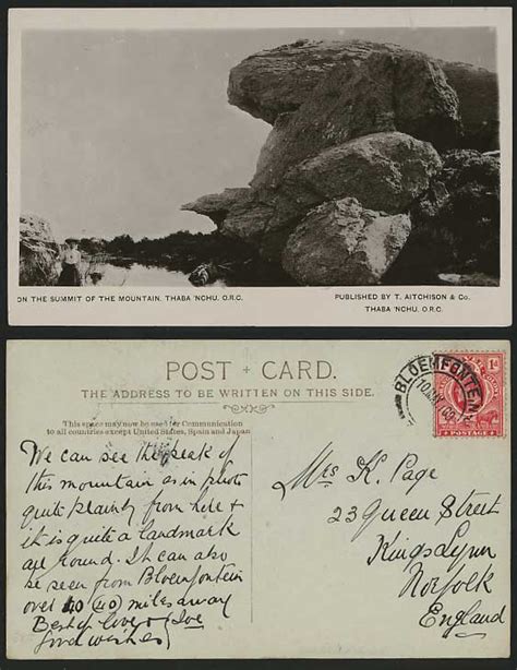Orange River Colony 1909 Old Postcard Thaba Nchu Summit For Sale