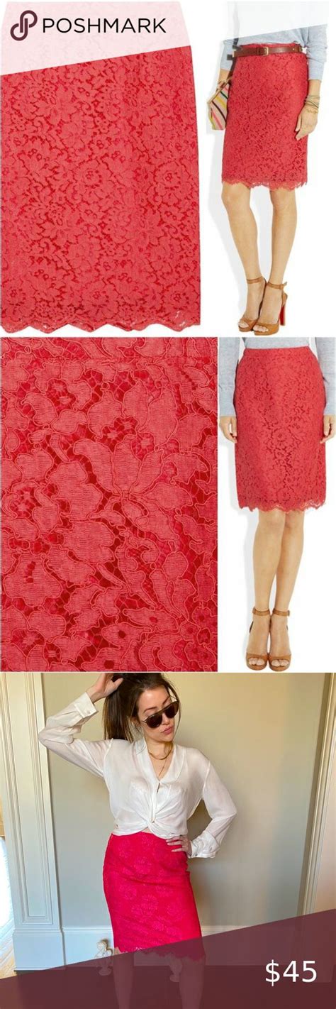 Copy Jcrew Collection Pink Lace Pencil Skirt S
