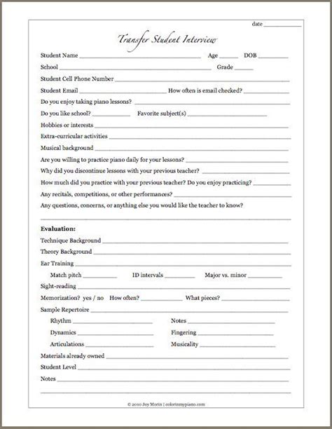 Printables Updated Student Info Form And Student Interview Forms