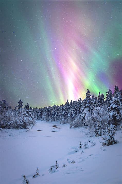 Aestum Winter Landscape Northern Lights Scenery