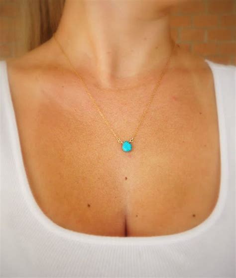 Dainty Turquoise Necklace K Gold Filled December Birthstone Simple