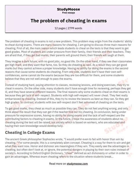 The Problem Of Cheating In Exams An Argumentative Essay Example