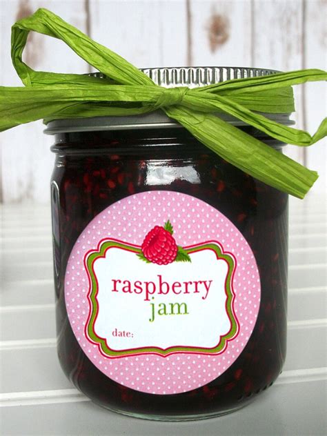 Red Raspberry Jam Canning Jar Labels Round Canning Labels For Etsy