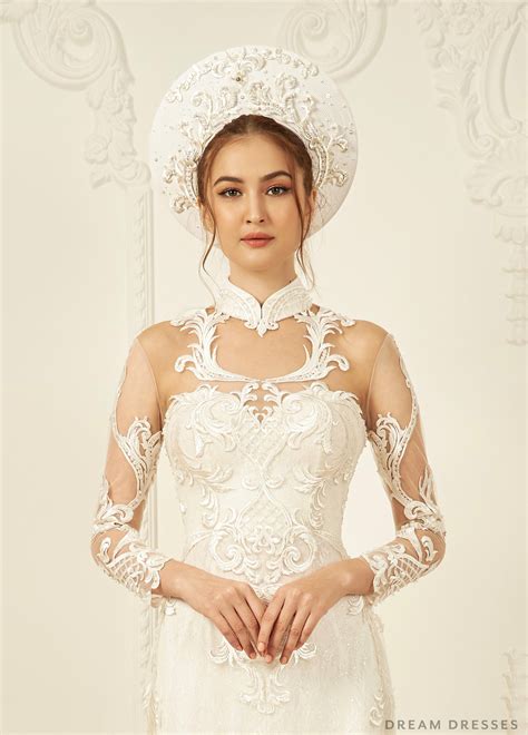 White Ao Dai Hat Vietnamese Bridal Hat Lia Dream Dresses By P M N