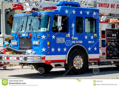 Colorful Blue Fire Engine Editorial Stock Image Image Of Emergency