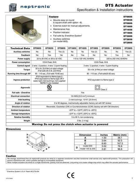 Neptronic Dts Specification And Installation Instructions Pdf Download