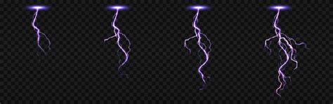 Free Vector Sprite Sheet With Lightnings Thunderbolt Strikes Set For