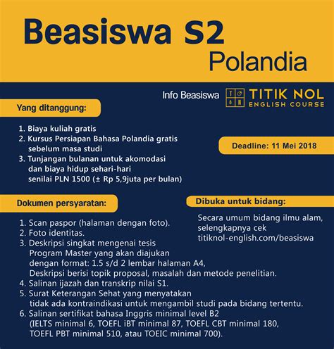 Beasiswa S2 Ignacy Lukasiewicz Polandia 2018 2019