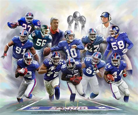 New York Giants Legends Nfl Football Art Collage Poster Print By Wis