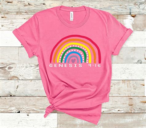 Christian Womans Rainbow Shirt Bible Verse Shirt Genesis Etsy España