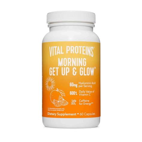 Vital Proteins Morning Get Up And Glow Capsules 90mg Caffeine For Energy And Vitamin C And Biotin