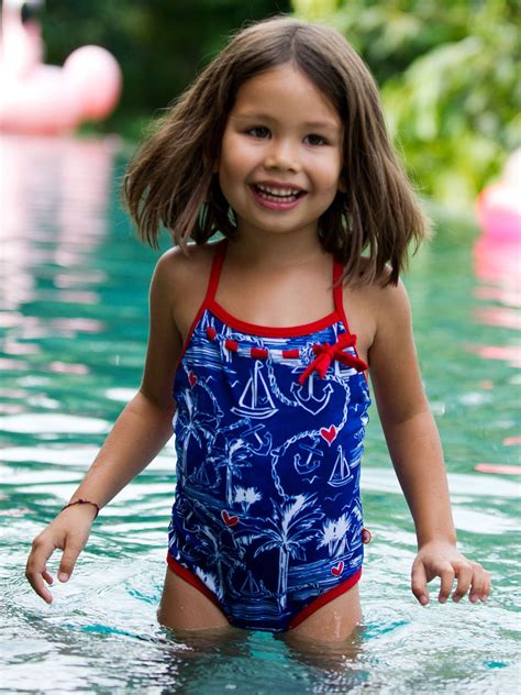 Escargot Nautical Toddler Girls One Piece Swimsuit