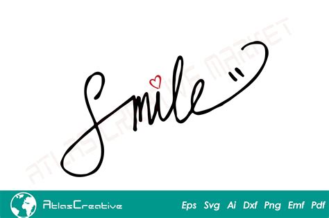 Smile Text Design Svg Inspirational Clipart Black Cursive Etsy