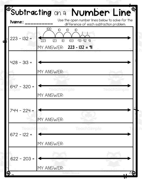 Subtracting On A Number Line Worksheet By Teach Simple