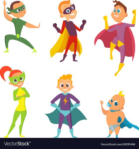 Costume Of Superheroes Kids Cartoon Royalty Free Vector
