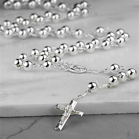 Sterling Silver Rosary Necklace By Hersey Silversmiths