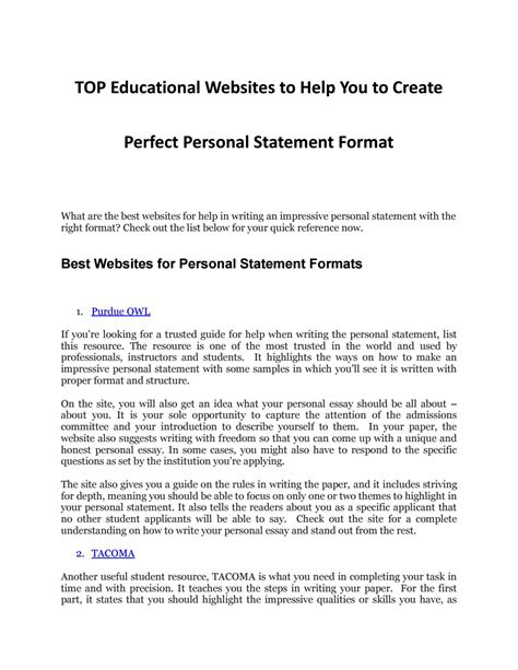 Personal Statement Format with the Top Educational Sites at Your ...