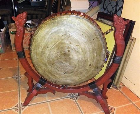 Thrift Store Find Large Chinese Gong Drum Antiques Board