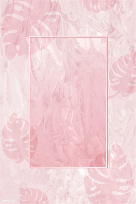Blank Frame On Pink Botanical Patterned Background Vector Premium