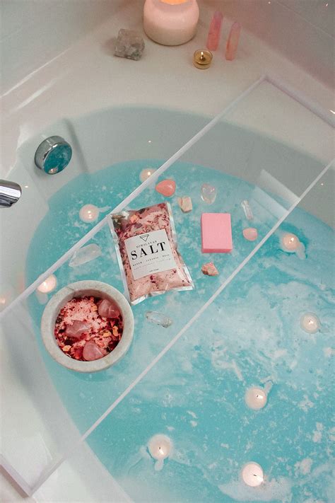 self love crystal bath salts bath goals bath aesthetic flower bath