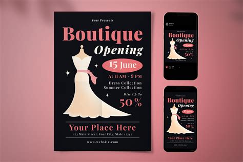 Grand Opening Boutique Flyer Set Gráfico Por Pitchlook · Creative Fabrica