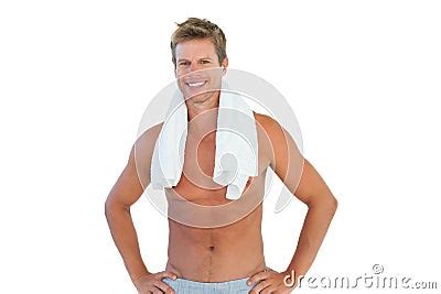 Shirtless Man Standing With Hands On Hips Royalty Free Stock