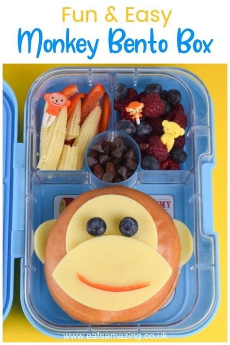 Monkey Bagel Bento Box Recipe Fun Food Ideas For Kids Bento Box