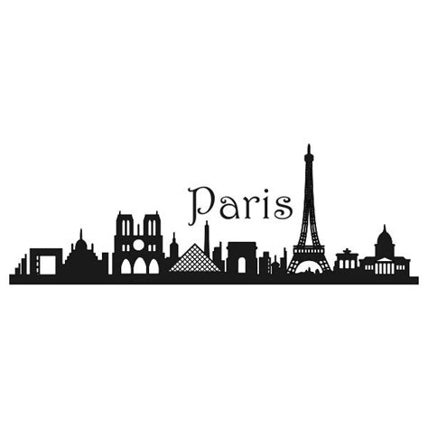 Paris Skyline Silhouette With The Eiffel Tower In Black And White On A