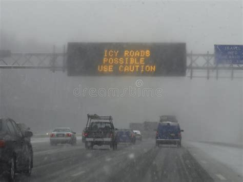 Caution Icy Roads Stock Image Image Of Slippery Accident 46802207