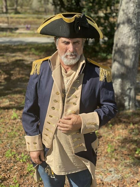 New Revolutionary War George Washington Military Blue Tunic Wool Coat