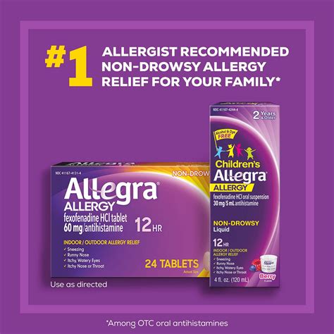 Buy Allegra Adult Non Drowsy Antihistamine Tablets For 12 Hour Allergy