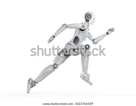 3d Rendering Humanoid Robot Running Jumping Stock Illustration