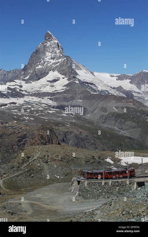 Gornergrat Railway And Matterhorn Switzerland Stock Photo Alamy