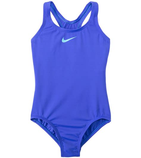 Nike Girls Core Solid Racerback One Piece Swimsuit 7 14 At
