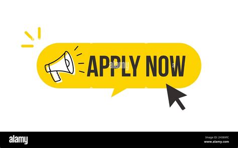 Apply now job submit button icon. Vector apply now click cursor Stock