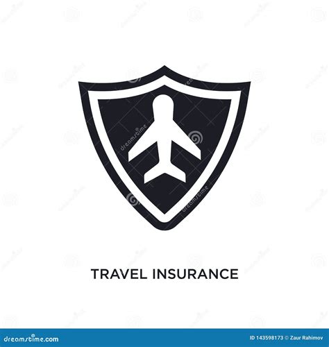 Black Travel Insurance Isolated Vector Icon Simple Element