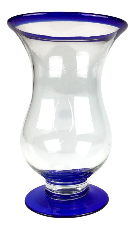Vintage Cobalt Accented Blown Glass Flower Vase Chairish