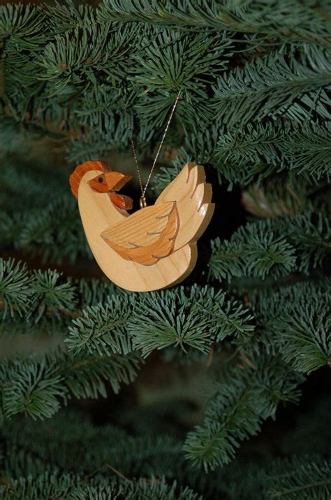 Chicken Christmas Ornament Intarsia Carving A Wonderful And Etsy