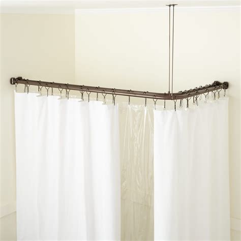 Corner Solid Brass Commercial Grade Double Shower Curtain Rod Shower Curtain Rods Shower