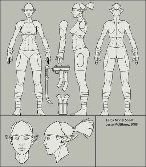Character Sheet With Front Back And Side Cartoon Character Design